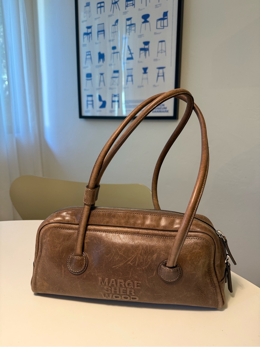 Marge Sherwood Brown Leather Shoulder Handbag